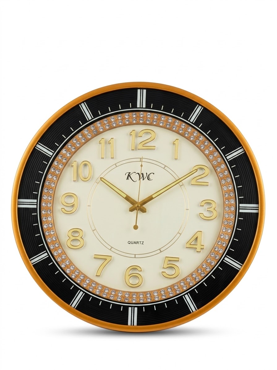 KWC Luxury Gold & Crystal Wall Clock
